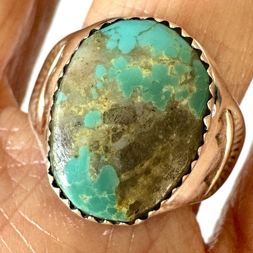 Navajo Turquoise Mens Ring Royston Sz 9 Annie Lincoln Sterling Handmade Band‎